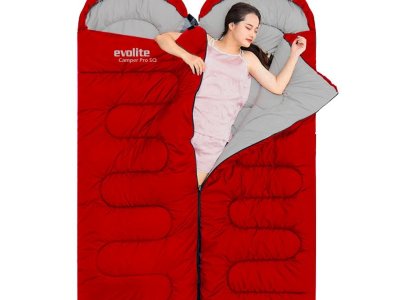 Evolite Camper Pro SQ Birleştirilebilir 2 Kişilik Uyku Tulumu – Kırmızı
