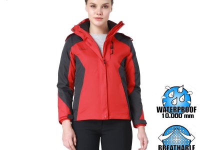 Evolite Diva Bayan 3in1 Gri/Kırmızı Mont